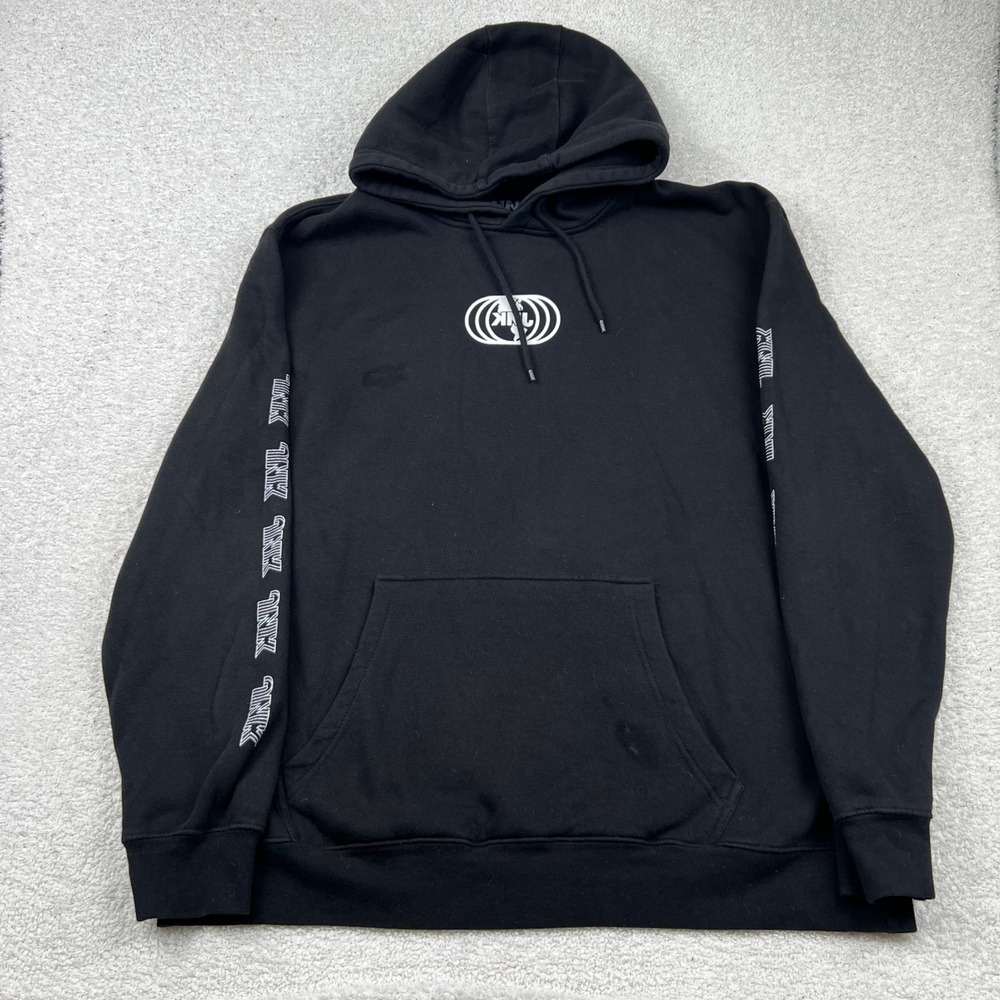 KNJ Worldwide Kian JC Men Black Graphic Globe Logo Pullover Hoodie 2XL Street‎